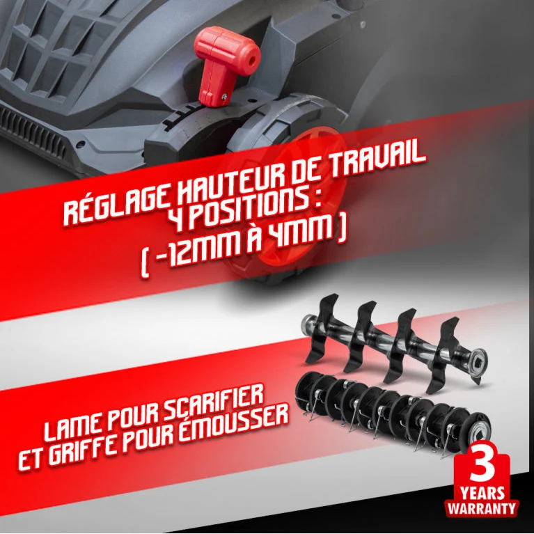 Scarificateur émousseur électrique 1500w - 32cm - ELEM GARDEN TECHNIC