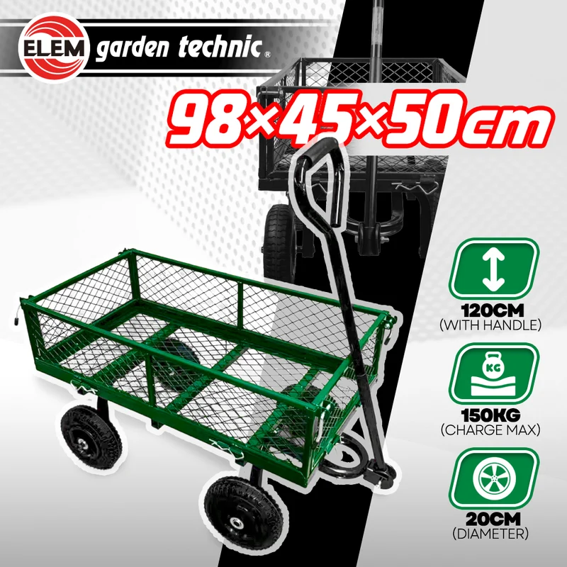 Chariot de jardin en acier 150 kg – Chariot de transport à parois rabattables