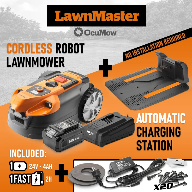 Tondeuse robot sans câble périphérique 600 m² 24V WiFi Bluetooth avec caméra HDR OcuMow™