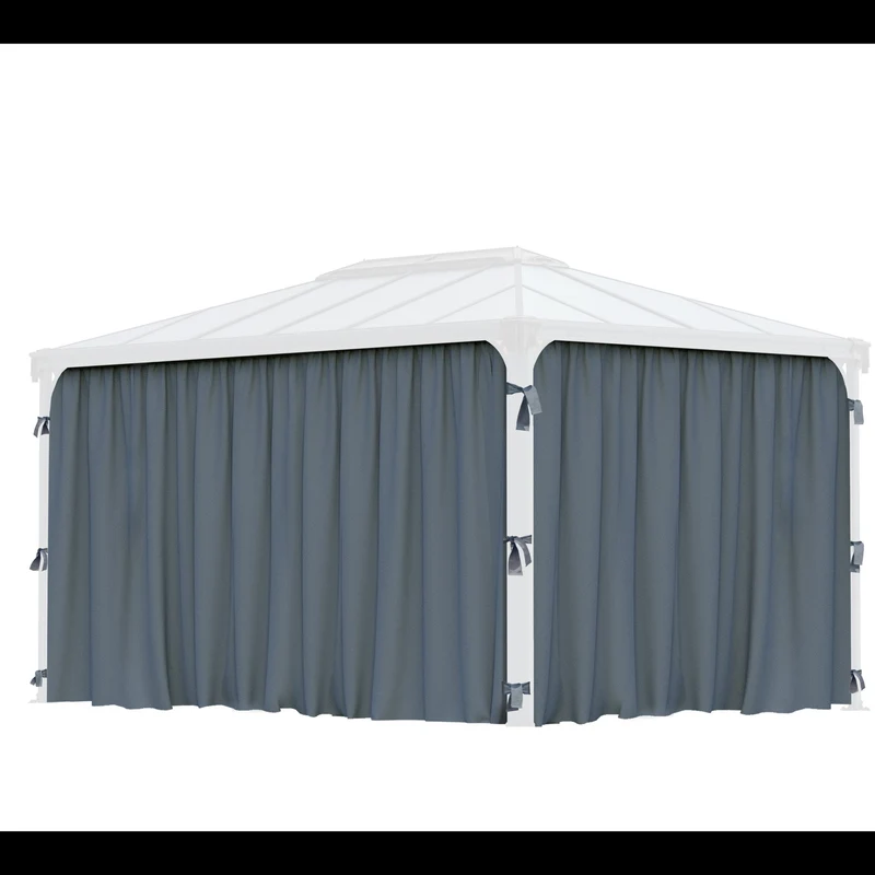 Set de rideaux pour tonnelle Martinique 4300 – Polyester gris, UV, waterproof