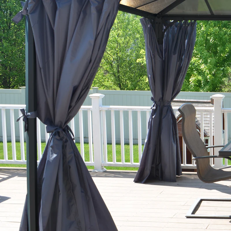 Set de rideaux pour tonnelle Martinique 4300 – Polyester gris, UV, waterproof