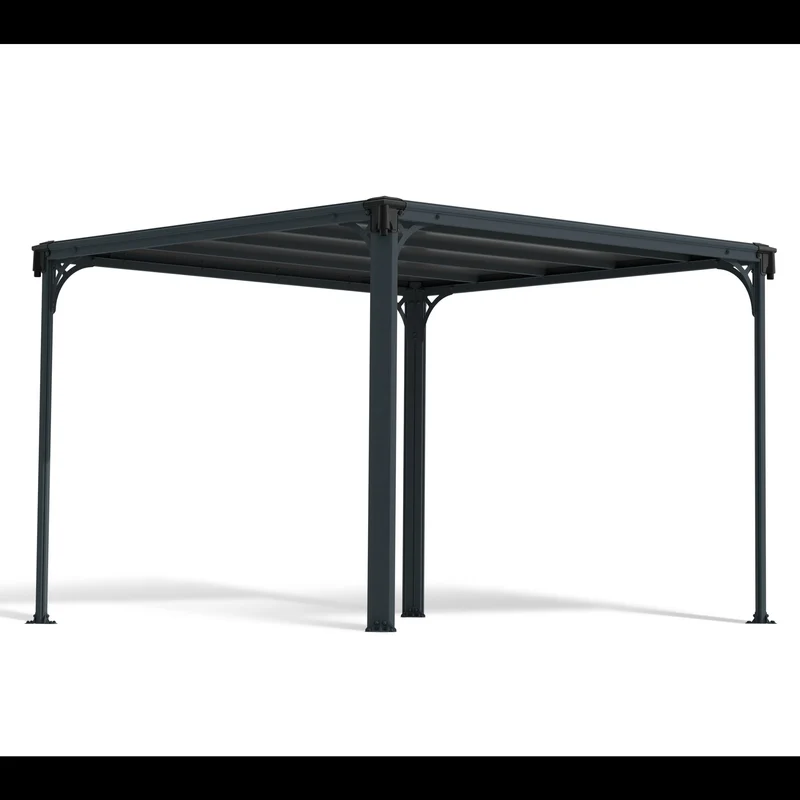 Tonnelle Milano 309 x 309 cm – Gris anthracite, polycarbonate 6 mm, aluminium