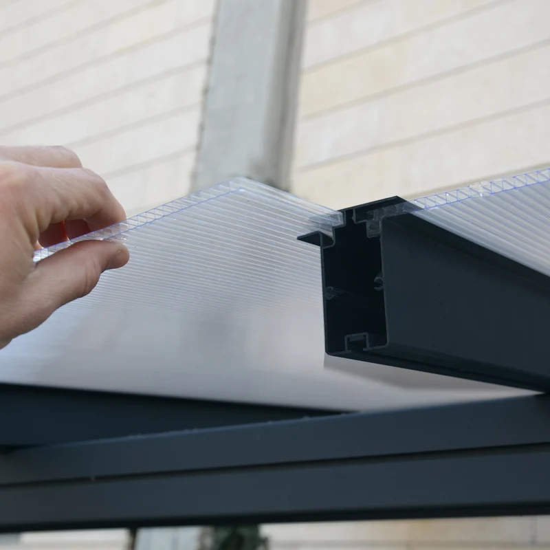 Pergola Sierra 299 x 555 cm gris anthracite – Polycarbonate anti-UV, aluminium robuste