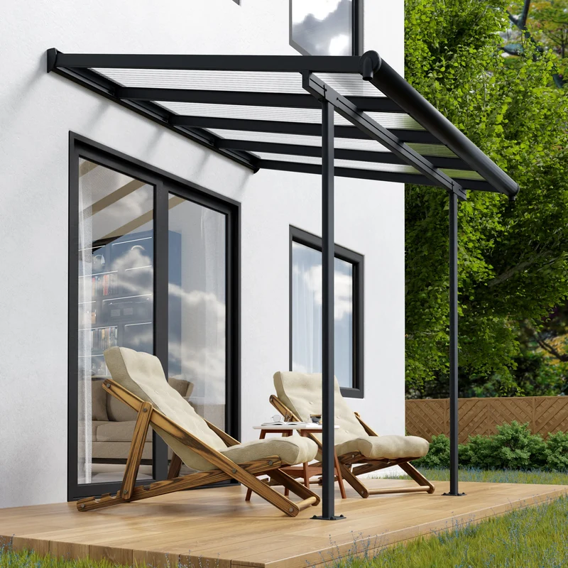 Pergola Sierra 224 x 224,5 cm gris anthracite – Polycarbonate anti-UV, aluminium sans entretien