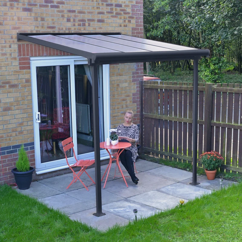 Pergola Sierra 224 x 224,5 cm gris anthracite – Polycarbonate anti-UV, aluminium sans entretien
