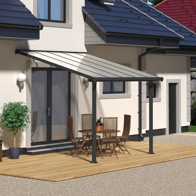 Pergola Olympia 300 x 307 cm – Gris clair, polycarbonate 16 mm, aluminium robuste
