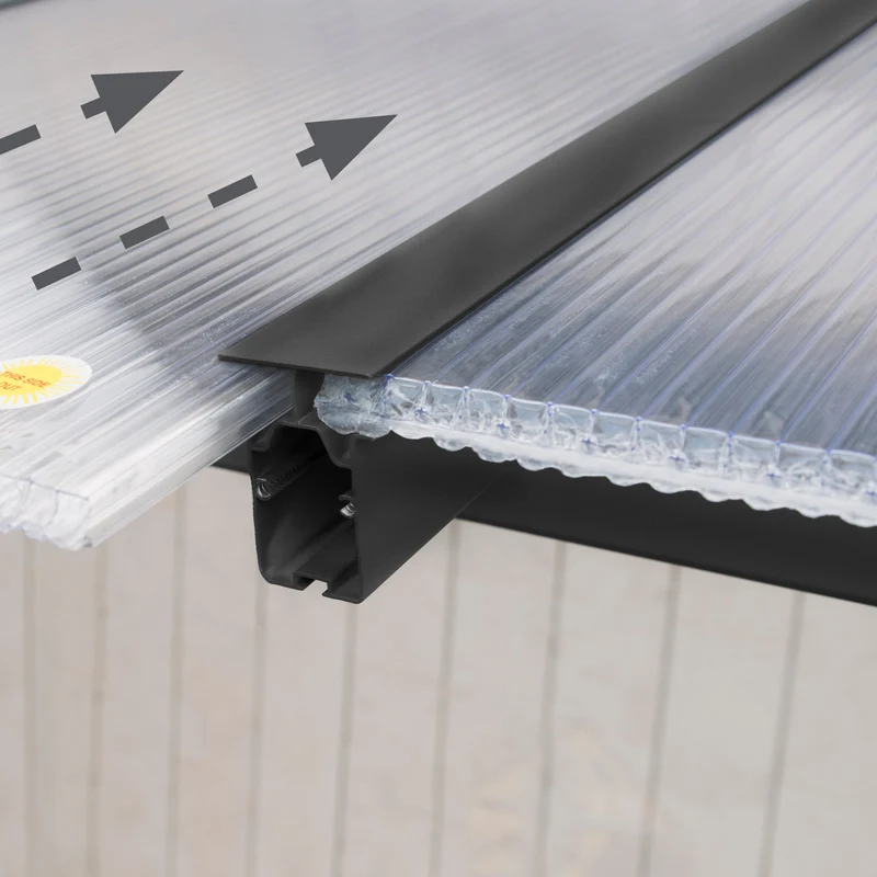 Pergola Olympia 300 x 307 cm – Gris clair, polycarbonate 16 mm, aluminium robuste