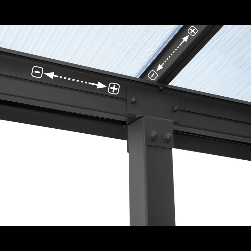 Pergola Olympia 300 x 307 cm – Gris clair, polycarbonate 16 mm, aluminium robuste
