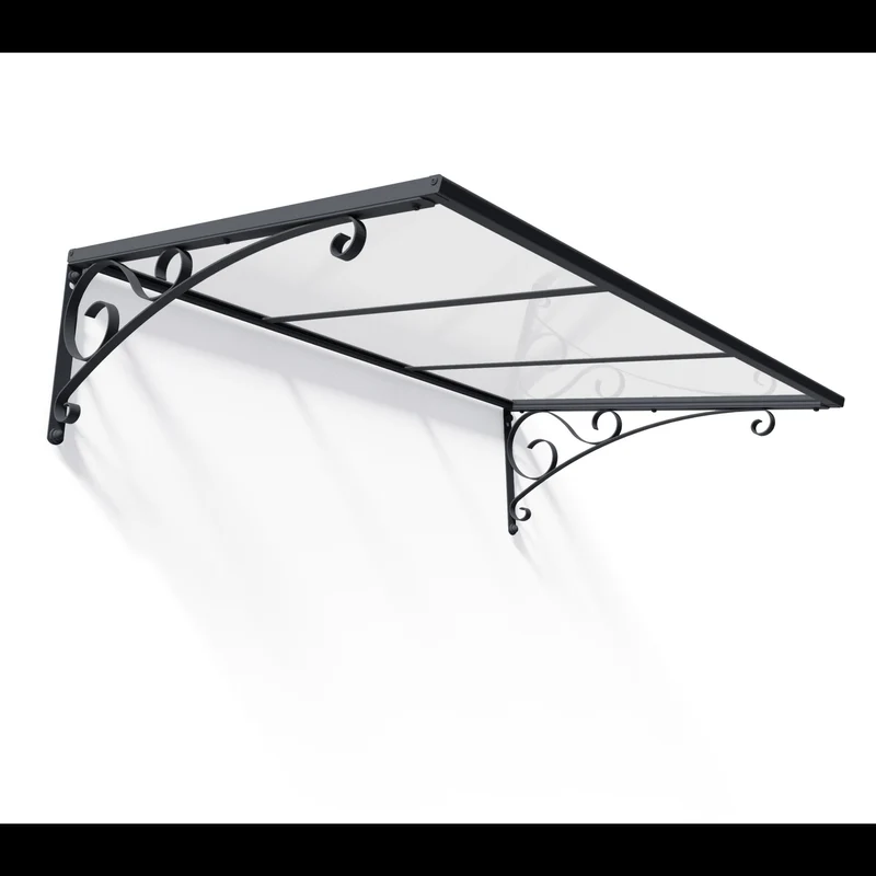 Auvent de porte Venus 135,5 x 88 cm – Gris anthracite, polycarbonate 2 mm, aluminium & acier