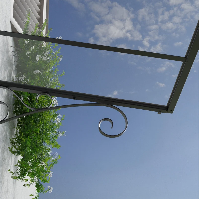 Auvent de porte Venus 135,5 x 88 cm – Gris anthracite, polycarbonate 2 mm, aluminium & acier