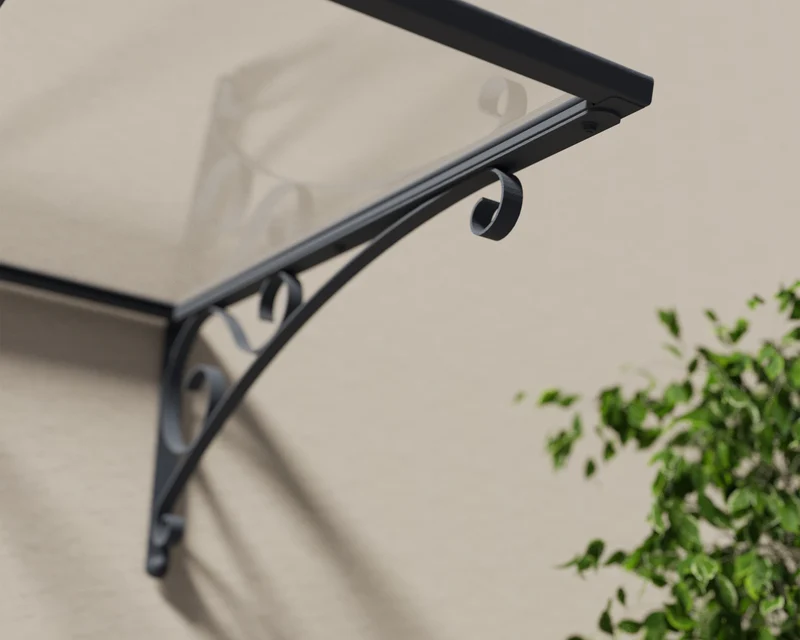 Auvent de porte Venus 135,5 x 88 cm – Gris anthracite, polycarbonate 2 mm, aluminium & acier