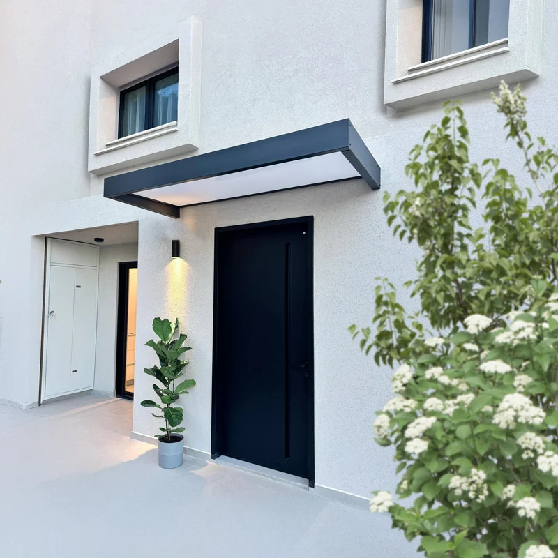 Auvent de porte Sophia 95 x 215 cm gris anthracite – polycarbonate 4 mm, aluminium, anti UV