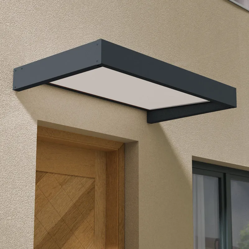Auvent de porte Sophia 95 x 160 cm gris anthracite – polycarbonate 4 mm, aluminium, anti UV