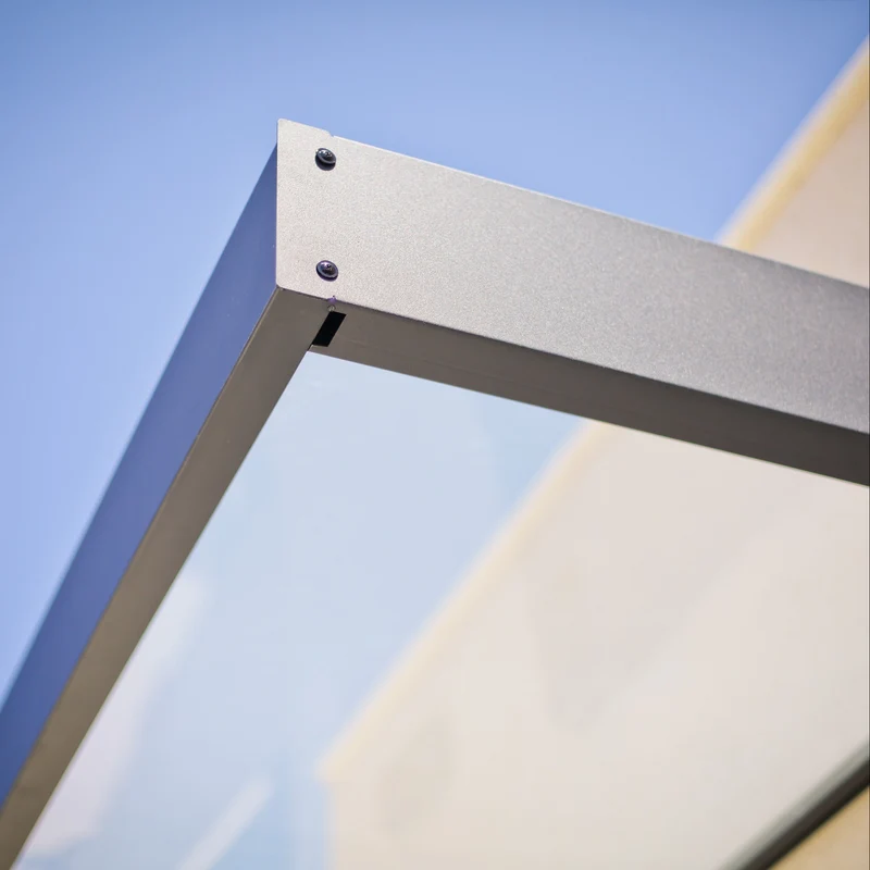 Auvent de porte Sophia 215 x 95 cm gris anthracite – polycarbonate 4 mm, aluminium, anti UV