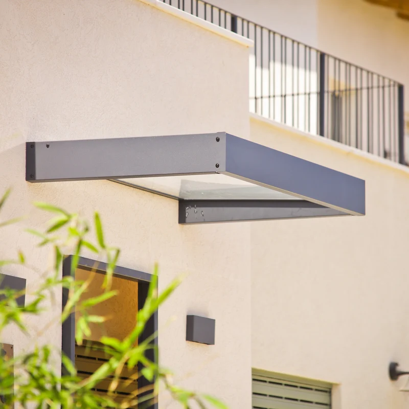 Auvent de porte Sophia 160 x 95 cm gris anthracite – acrylique 4 mm, aluminium, anti UV, sans entretien