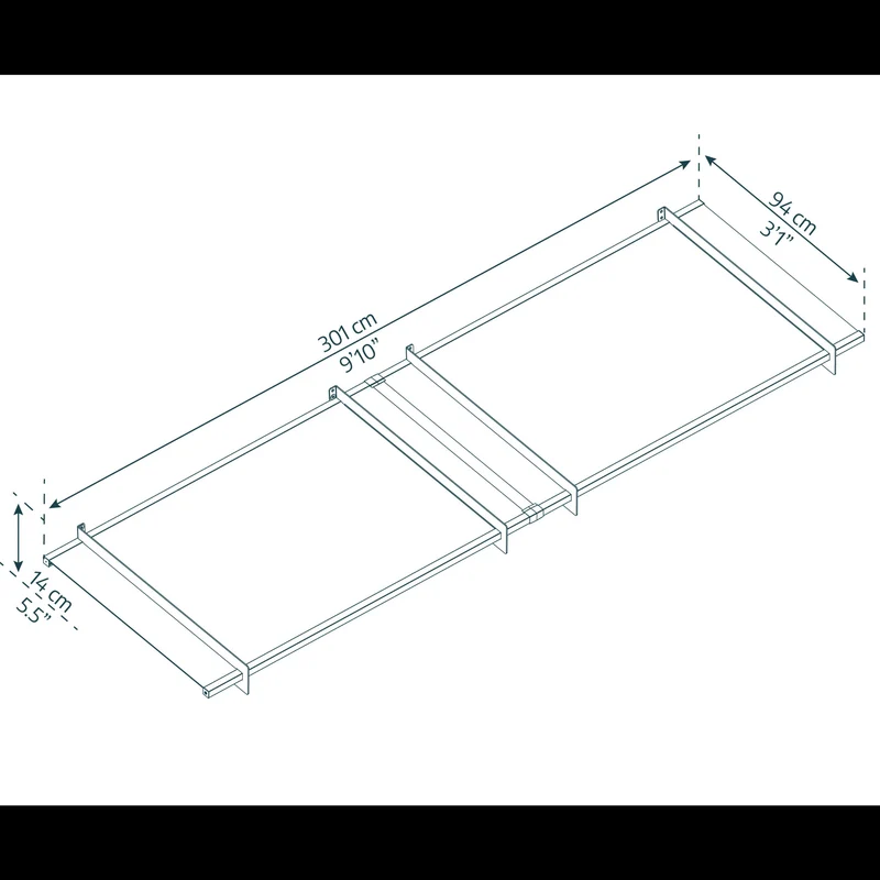 Auvent de porte et porche Nancy 94 x 301 cm – polycarbonate, acier galvanisé, anti UV, gris clair