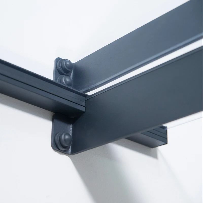 Auvent de porte et porche Nancy 94 x 301 cm – polycarbonate, acier galvanisé, anti UV, gris clair