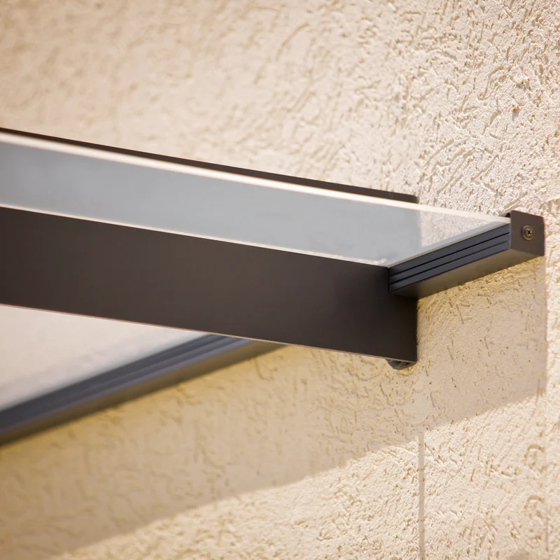 Auvent de porte et porche Nancy 94 x 301 cm – polycarbonate, acier galvanisé, anti UV, gris clair