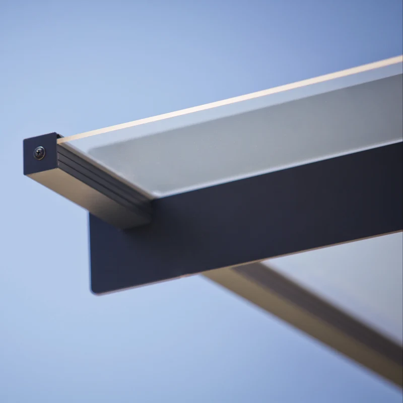 Auvent de porte et porche Nancy 94 x 301 cm – polycarbonate, acier galvanisé, anti UV, gris clair