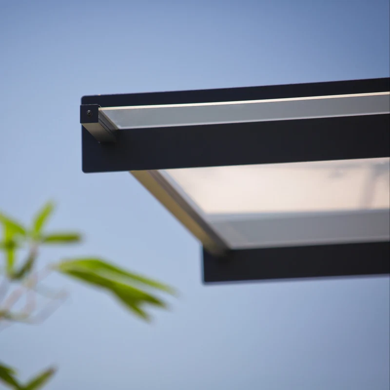 Auvent de porte Nancy 205,5 x 94 cm – polycarbonate 4 mm, aluminium, anti UV, gris clair