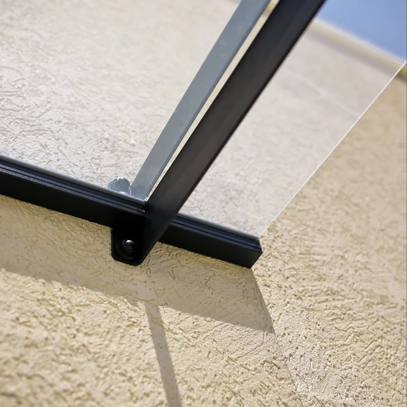 Auvent de porte Nancy 205,5 x 94 cm – polycarbonate 4 mm, aluminium, anti UV, gris clair