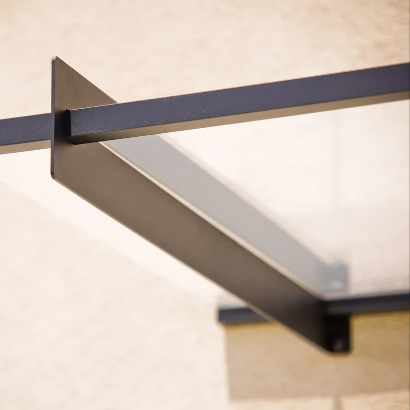Auvent de porte Nancy 205,5 x 94 cm – polycarbonate 4 mm, aluminium, anti UV, gris clair