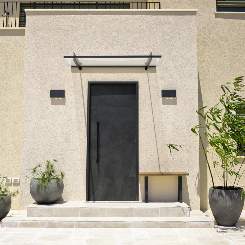 Auvent de porte Nancy 150,5 x 94 cm – polycarbonate 4 mm, aluminium, anti UV, gris clair