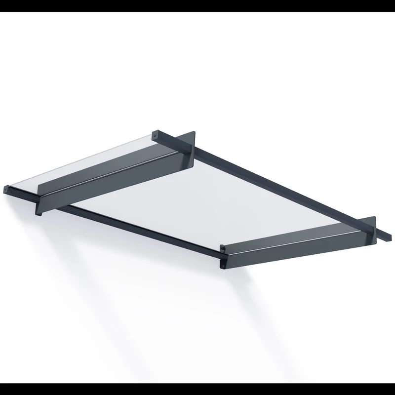 Auvent de porte Nancy 150,5 x 94 cm – polycarbonate 4 mm, aluminium, anti UV, gris clair