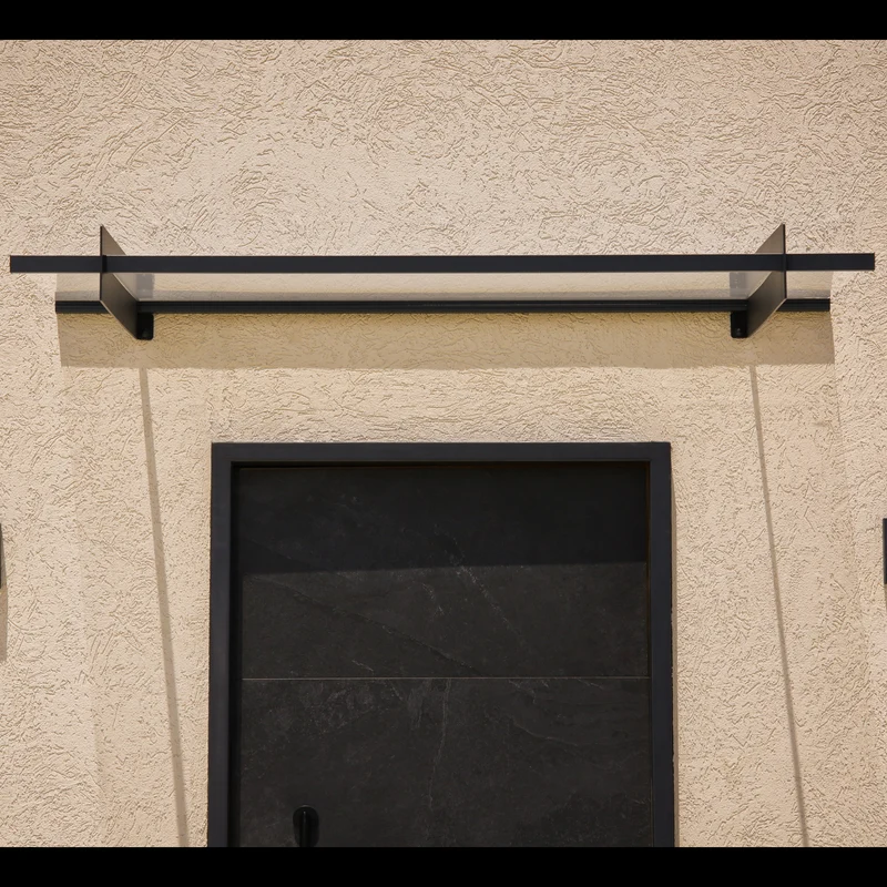 Auvent de porte Nancy 150,5 x 94 cm – polycarbonate 4 mm, aluminium, anti UV, gris clair
