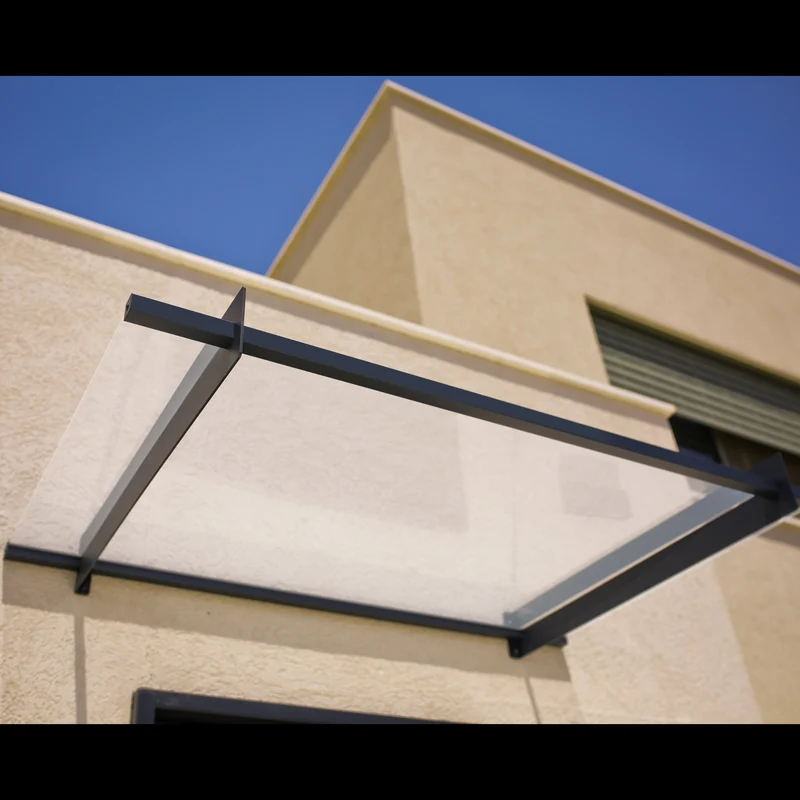 Auvent de porte Nancy 150,5 x 94 cm – polycarbonate 4 mm, aluminium, anti UV, gris clair