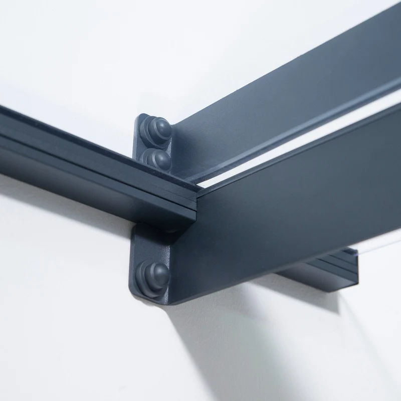 Auvent de porte Nancy 150,5 x 94 cm – polycarbonate 4 mm, aluminium, anti UV, gris clair