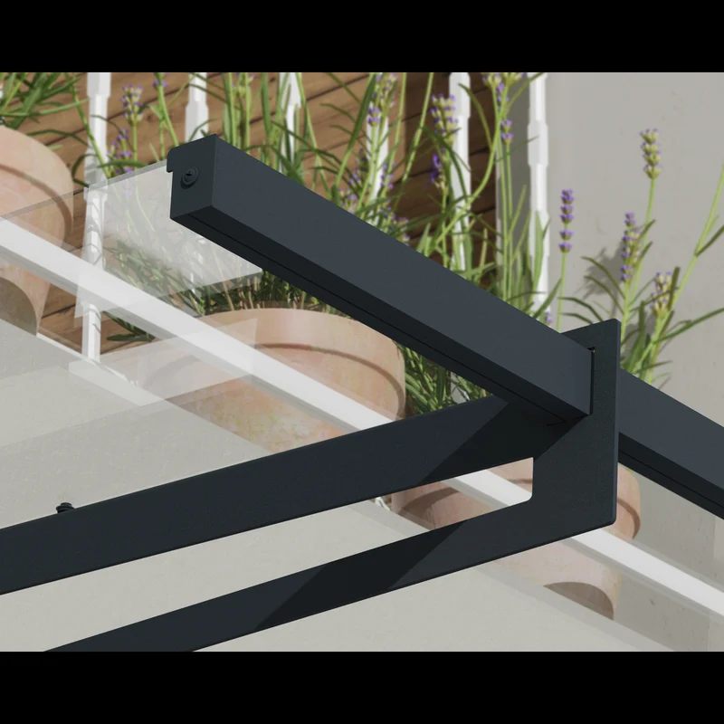 Auvent de porte Bremen 150 x 93 cm – polycarbonate 4 mm, aluminium, anti UV, gris anthracite