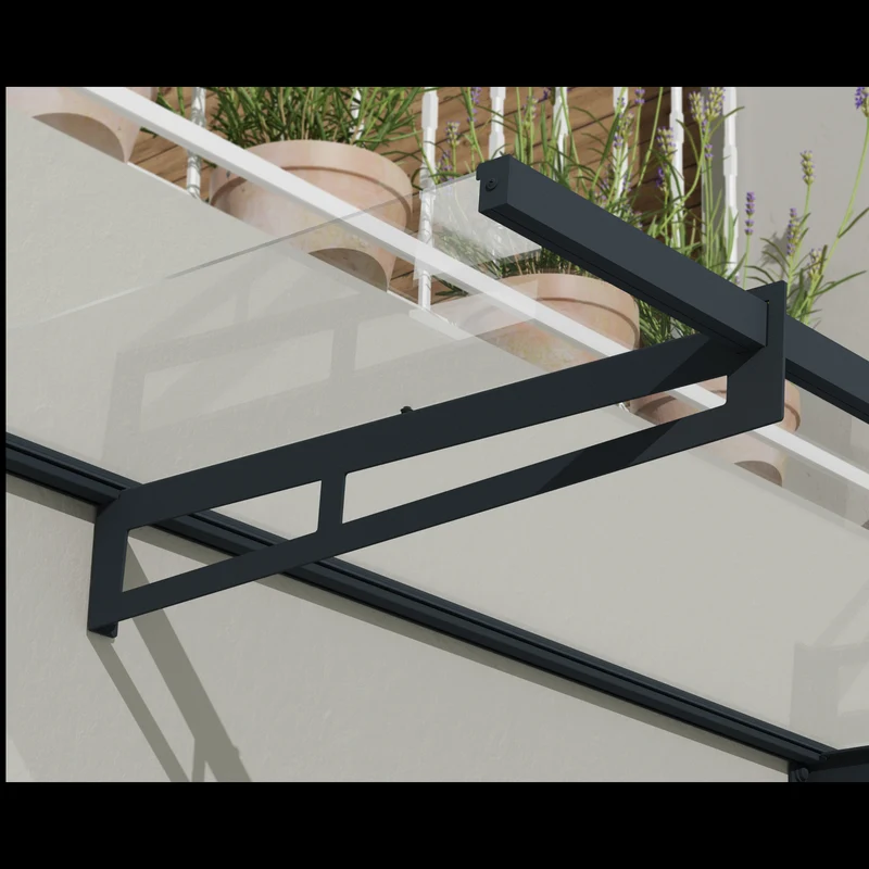 Auvent de porte Bremen 150 x 93 cm – polycarbonate 4 mm, aluminium, anti UV, gris anthracite