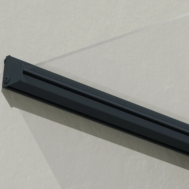 Auvent de porte Bremen 150 x 93 cm – polycarbonate 4 mm, aluminium, anti UV, gris anthracite