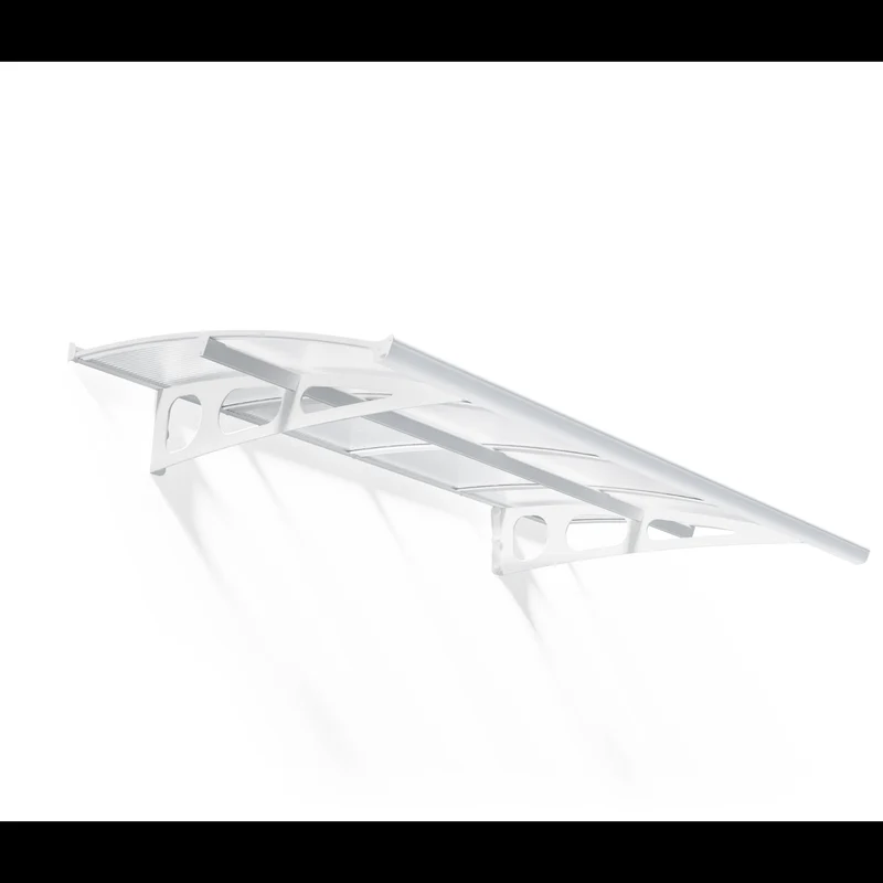 Auvent de porte Bordeaux 150,5 x 91,5 cm – polycarbonate translucide, acier blanc, anti UV, sans entretien