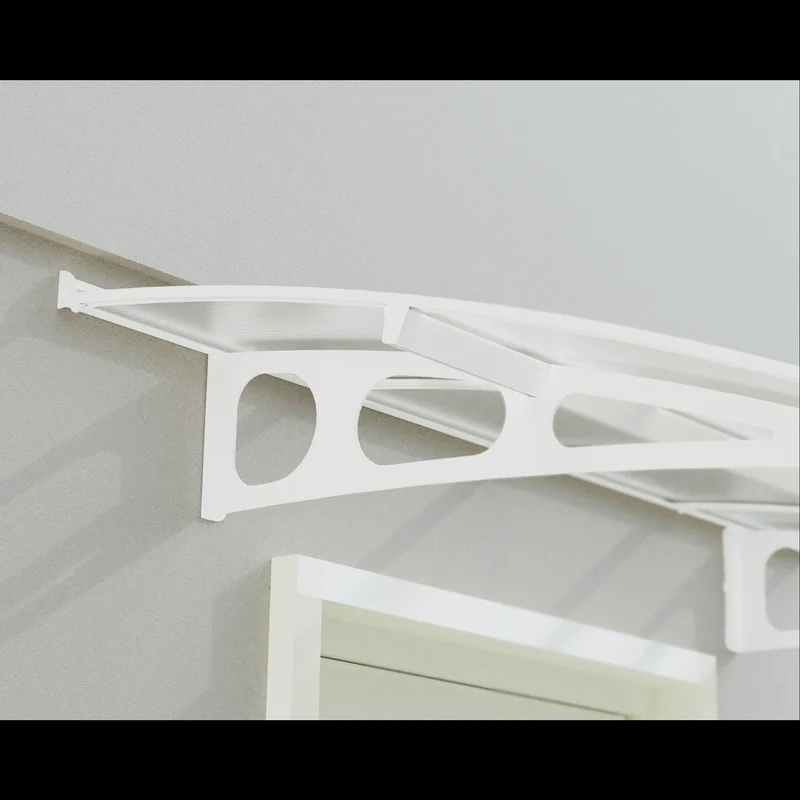 Auvent de porte Bordeaux 150,5 x 91,5 cm – polycarbonate translucide, acier blanc, anti UV, sans entretien