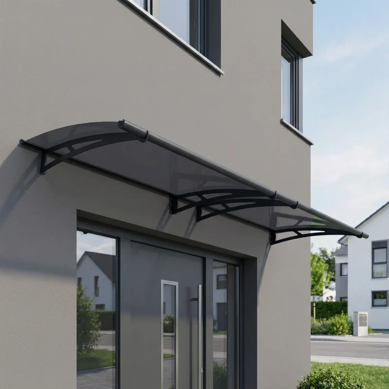 Auvent de porte Aquila 150,5 x 91,5 cm – polycarbonate anti UV, aluminium, gris anthracite