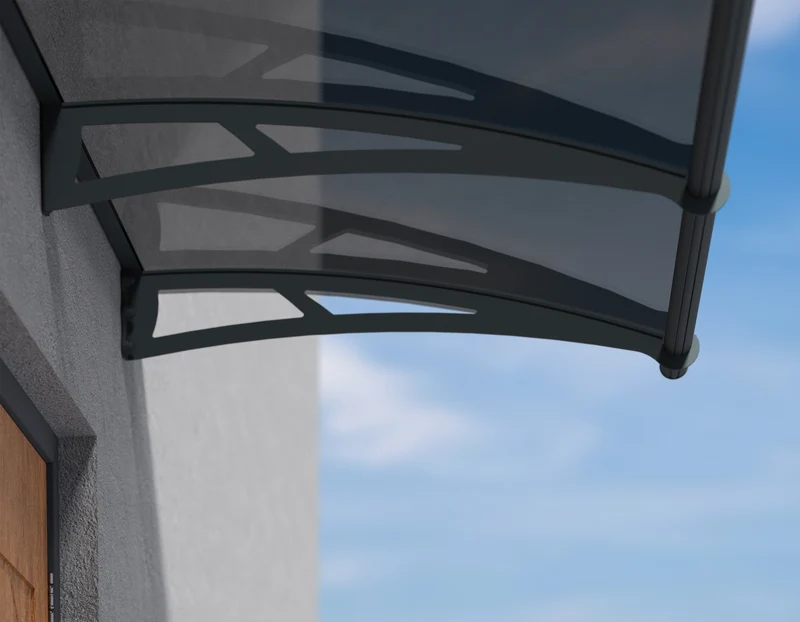 Auvent de porte Aquila 150,5 x 91,5 cm – polycarbonate anti UV, aluminium, gris anthracite