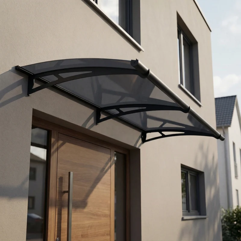 Auvent de porte Aquila 150,5 x 91,5 cm – polycarbonate anti UV, aluminium, gris anthracite