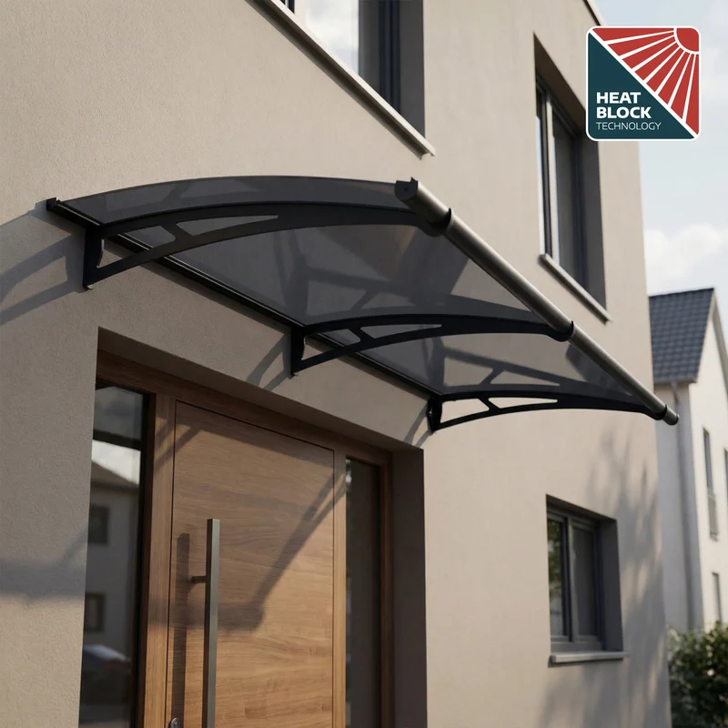 Auvent de porte Aquila 150,5 x 91,5 cm – polycarbonate anti UV, aluminium, gris anthracite