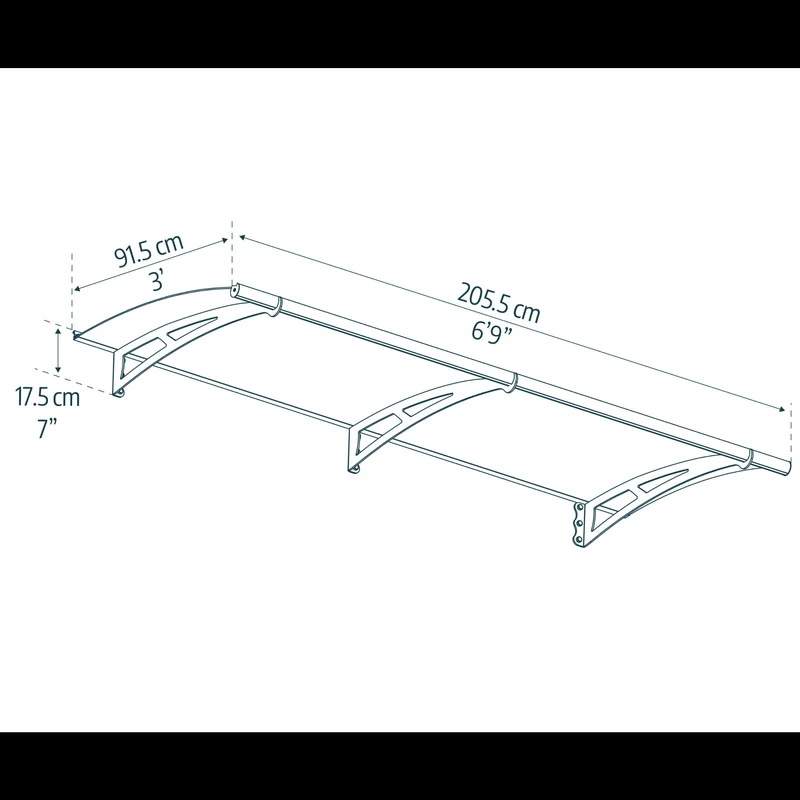 Auvent de porte Aquila 150,5 x 91,5 cm – polycarbonate anti UV, aluminium, gris anthracite