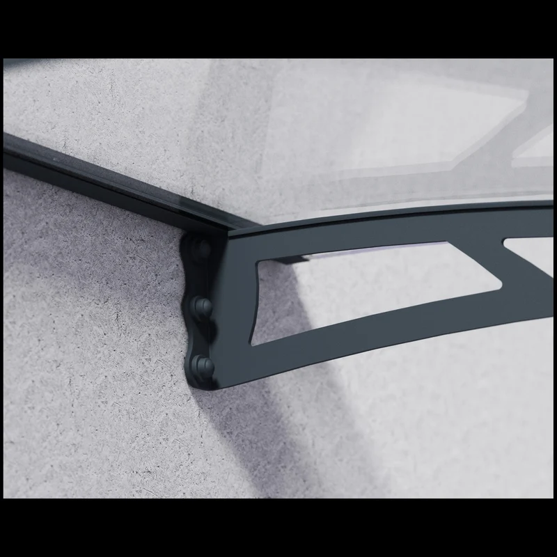 Auvent de porte Aquila 150,5 x 91,5 cm – polycarbonate anti UV, aluminium, gris anthracite