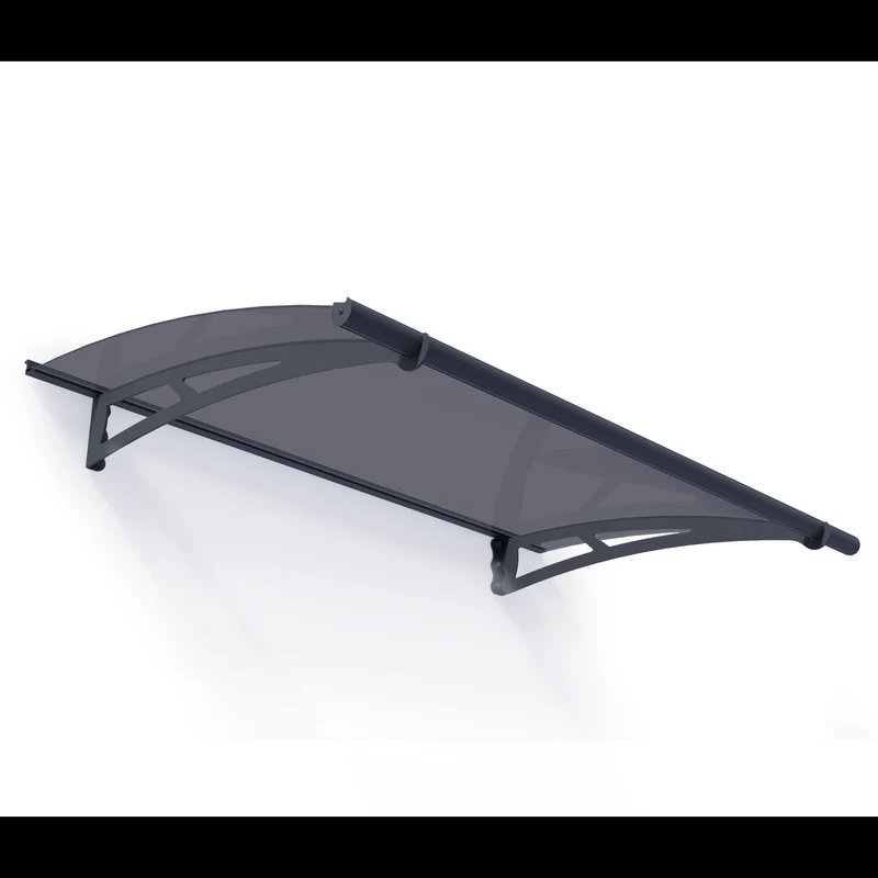 Auvent de porte Aquila 150,5 x 91,5 cm – polycarbonate, aluminium, anti UV, gris anthracite