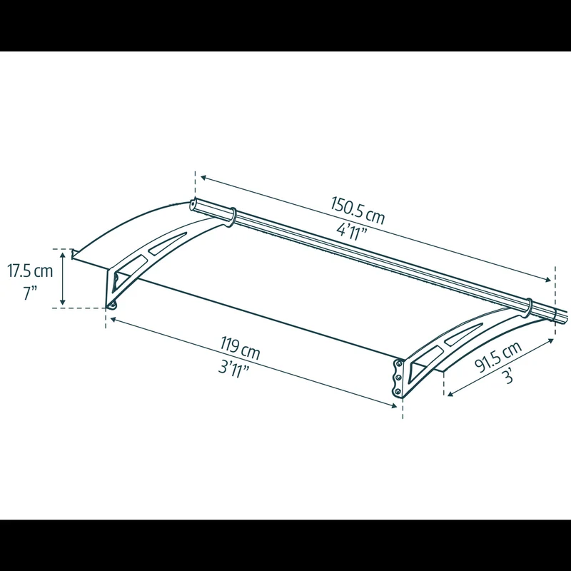 Auvent de porte Aquila 150,5 x 91,5 cm – polycarbonate, aluminium, anti UV, gris anthracite