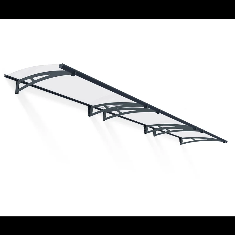 Auvent de porte Aquila 453,5 x 91,5 cm – acrylique 4 mm, aluminium, anti UV, gris anthracite