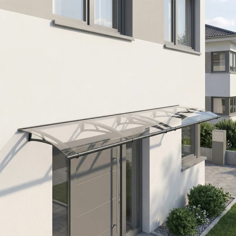 Auvent de porte Aquila 412 x 91,5 cm – acrylique 4 mm, aluminium, anti UV, gris anthracite