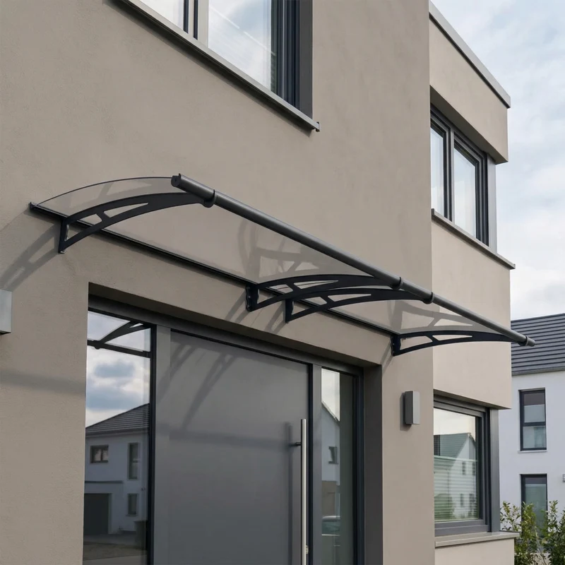 Auvent de porte Aquila 302 x 91,5 cm – acrylique 4 mm, aluminium, anti UV, gris anthracite