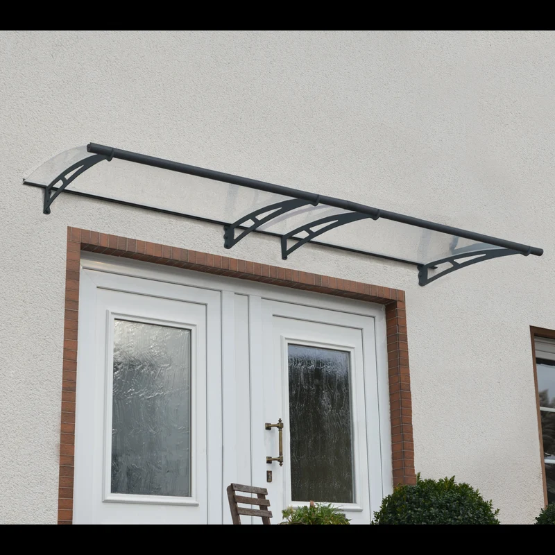 Auvent de porte Aquila 302 x 91,5 cm – acrylique 4 mm, aluminium, anti UV, gris anthracite