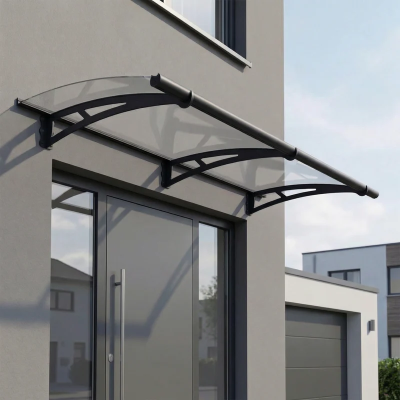 Auvent de porte Aquila 205,5 x 91,5 cm – acrylique 4 mm, aluminium, anti UV, gris anthracite