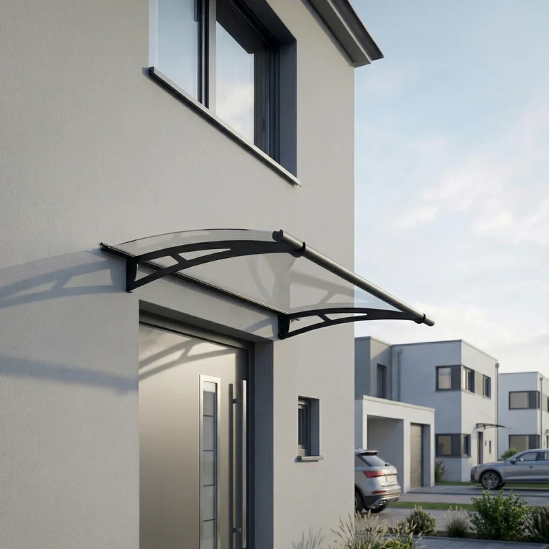 Auvent de porte Aquila 150,5 x 91,5 cm – acrylique 4 mm, aluminium, anti UV, gris anthracite